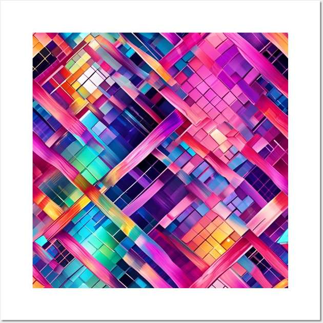 Colorful Plaid Pattern Wall Art by SmartPufferFish